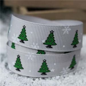 Go Grosgrain - Christmas Trees Silver/Green